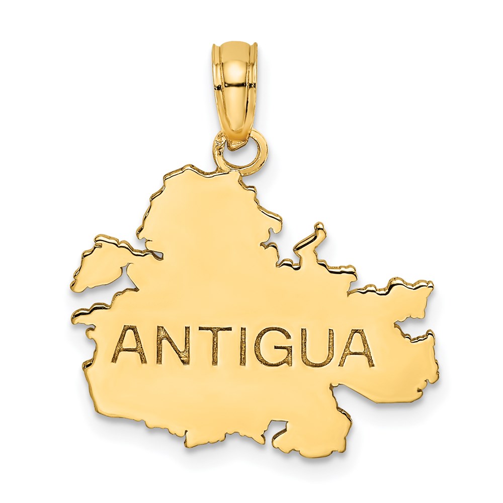 14K Gelbgold Poliert und Graviert ANTIGUA KARTE Charm