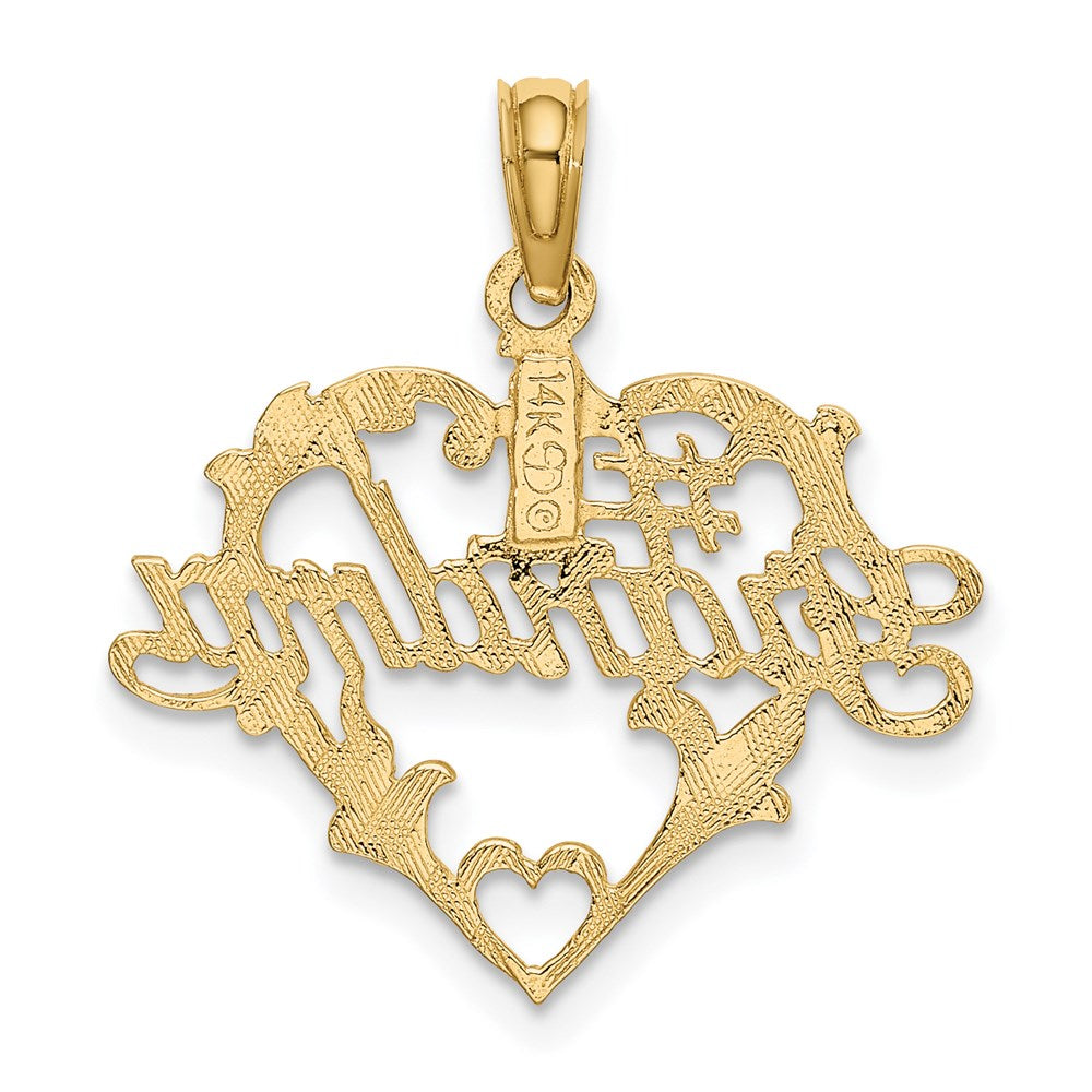 14K Gelbgold #1 Schreibschrift Oma in Herz Charm
