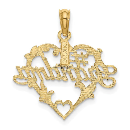 14K Gelbgold #1 Schreibschrift Oma in Herz Charm