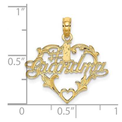 14K Gelbgold #1 Schreibschrift Oma in Herz Charm