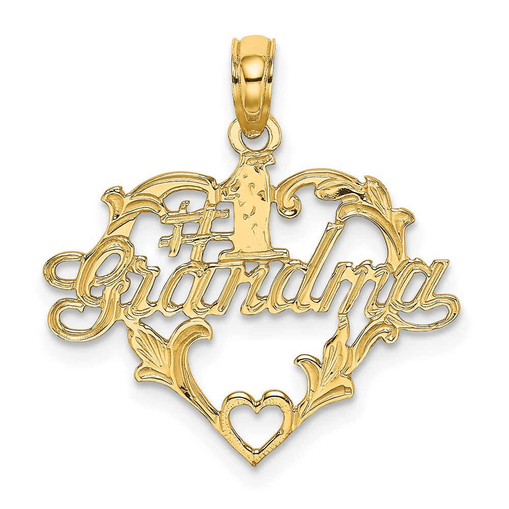 14K Gelbgold #1 Schreibschrift Oma in Herz Charm