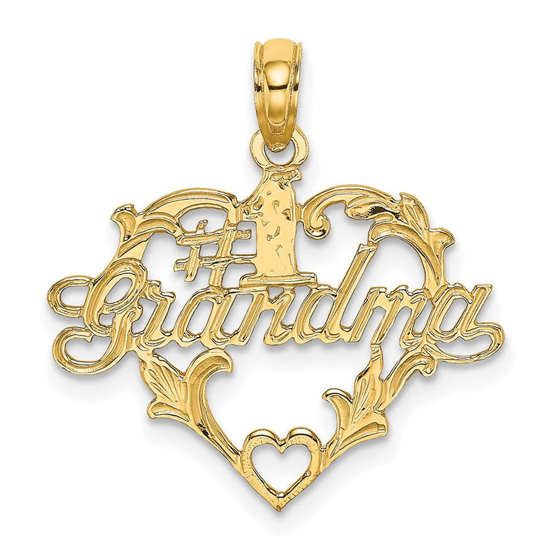 14K Gelbgold #1 Schreibschrift Oma in Herz Charm