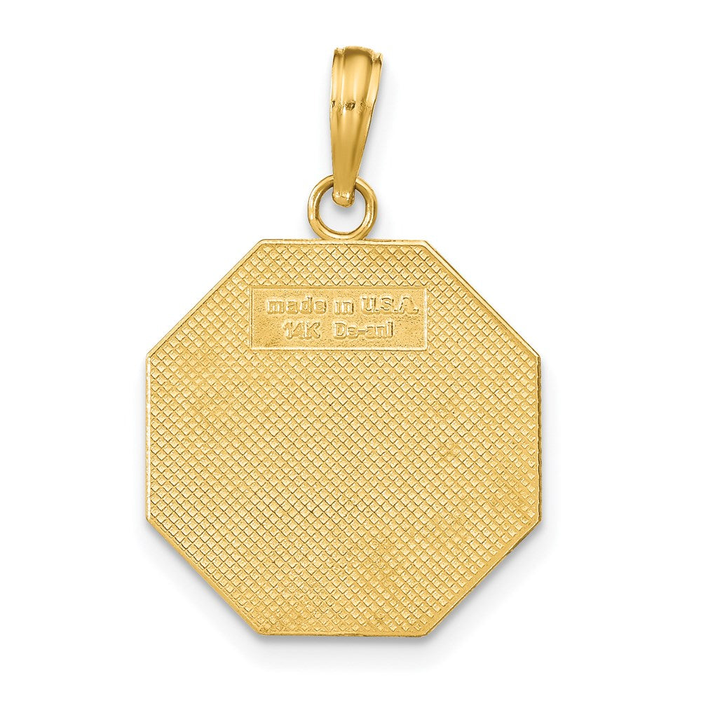 14k Gelbgold Poliert „I'LL NEVER STOP LOVING YOU" Stoppschild-Anhänger
