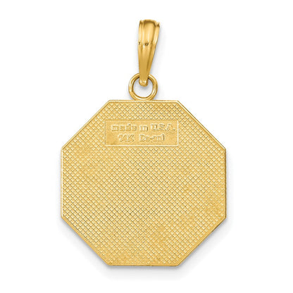 14k Gelbgold Poliert „I'LL NEVER STOP LOVING YOU" Stoppschild-Anhänger
