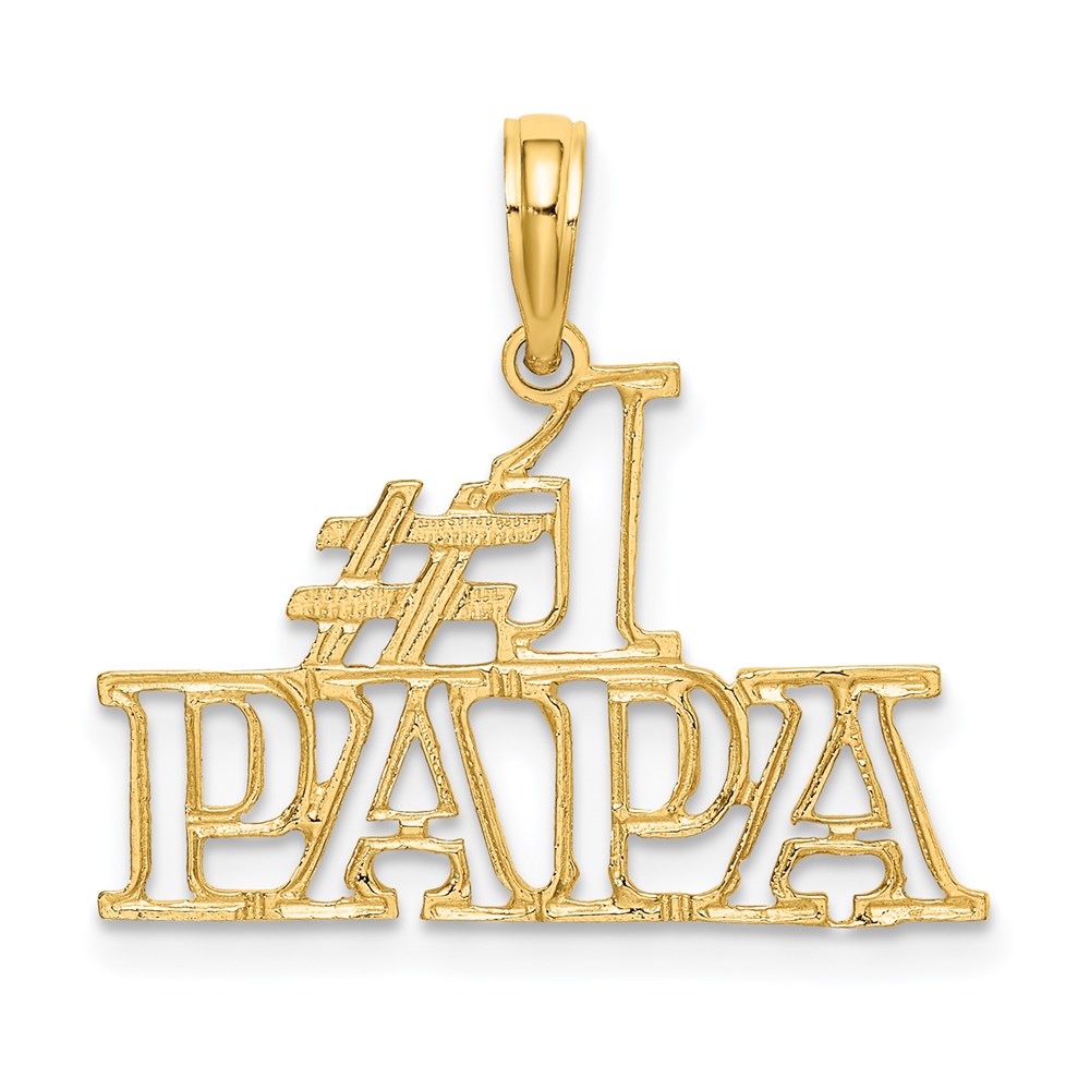 14K Gelbgold #1 Papa Ausgeschnitten Charm