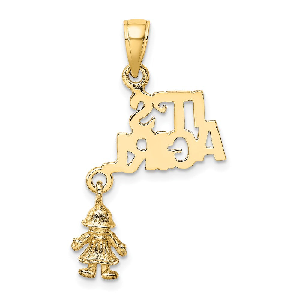 14K Gelbgold Beweglich Es A Mädchen mit Doll