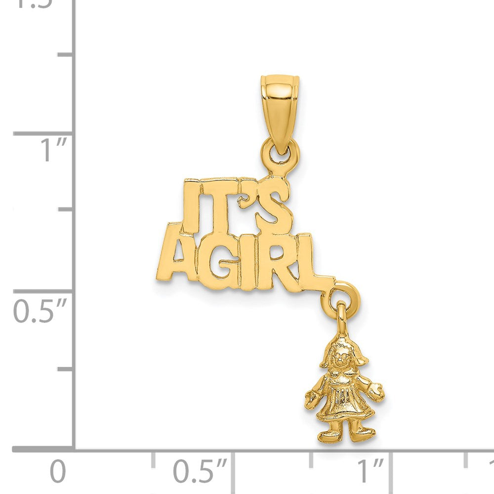 14K Gelbgold Beweglich Es A Mädchen mit Doll
