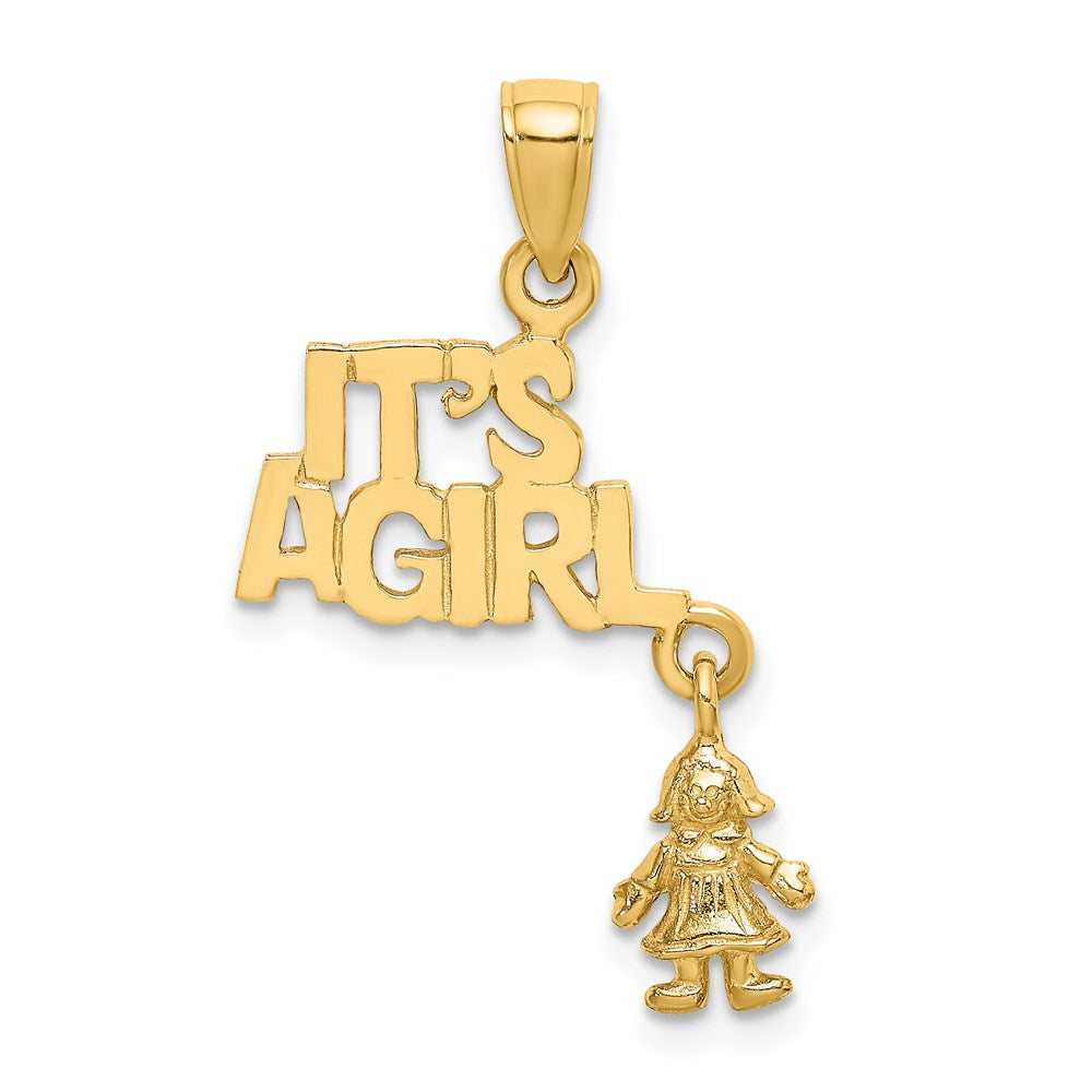 14K Gelbgold Beweglich Es A Mädchen mit Doll
