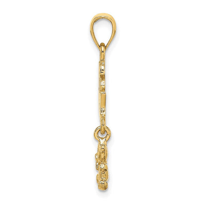 14 Karat Gelbgold beweglicher „ITS A BOY“-Charm mit Teddybär