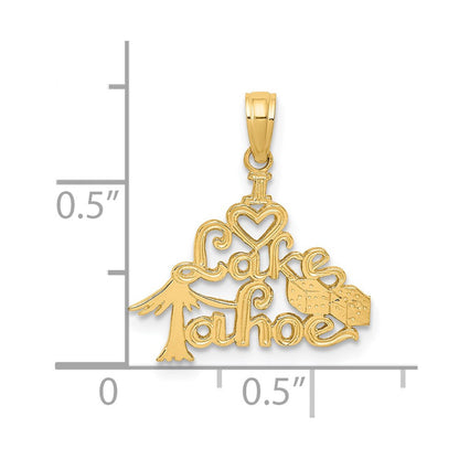 14K Gelbgold Poliert I Herz Lake Tahoe Charm