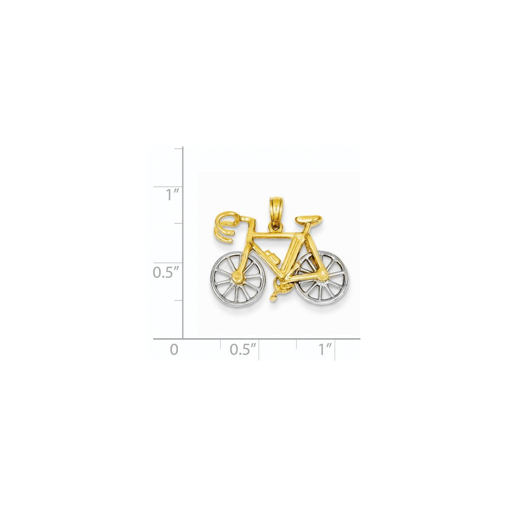14K Bicolor Gold 3D-Fahrrad-Anhänger in Bicolor Gold