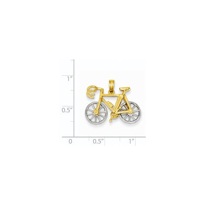 14K Bicolor Gold 3D-Fahrrad-Anhänger in Bicolor Gold