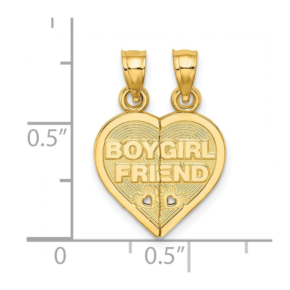 14K Gelbgold Junge/girl Freund Break-apart Herz Charm