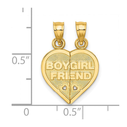 14K Gelbgold Junge/girl Freund Break-apart Herz Charm