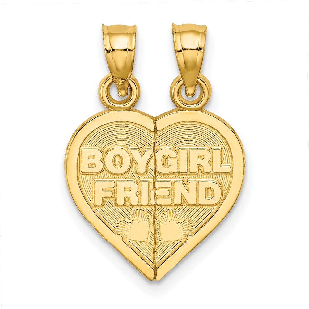 14K Gelbgold Junge/girl Freund Break-apart Herz Charm