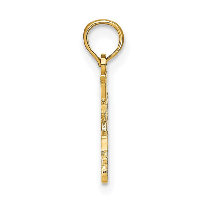 14K Gelbgold 15 in Ausgeschnitten Herz Charm