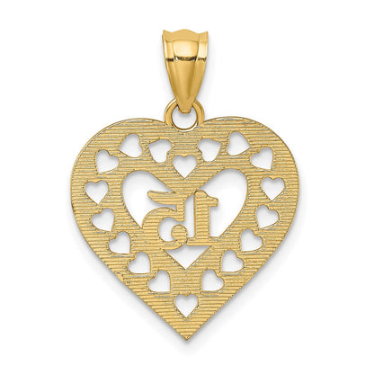 14K Gelbgold 15 in Ausgeschnitten Herz Charm