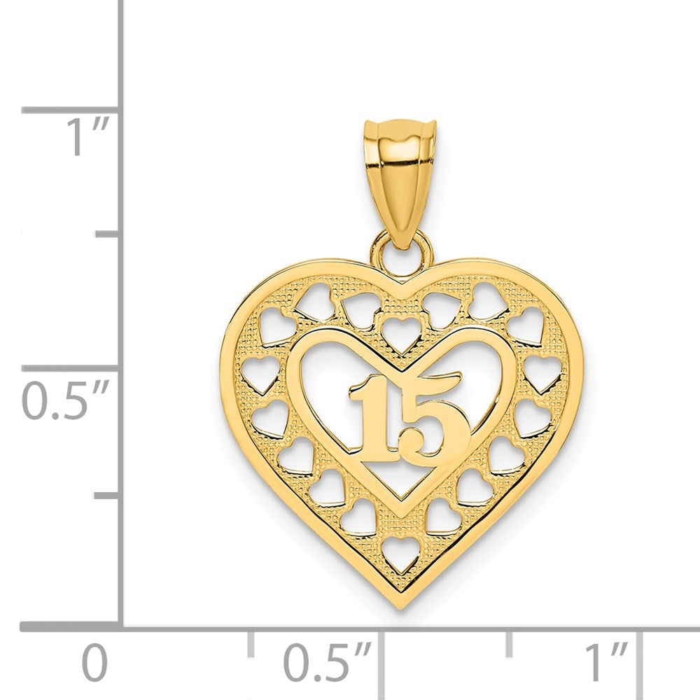 14K Gelbgold 15 in Ausgeschnitten Herz Charm