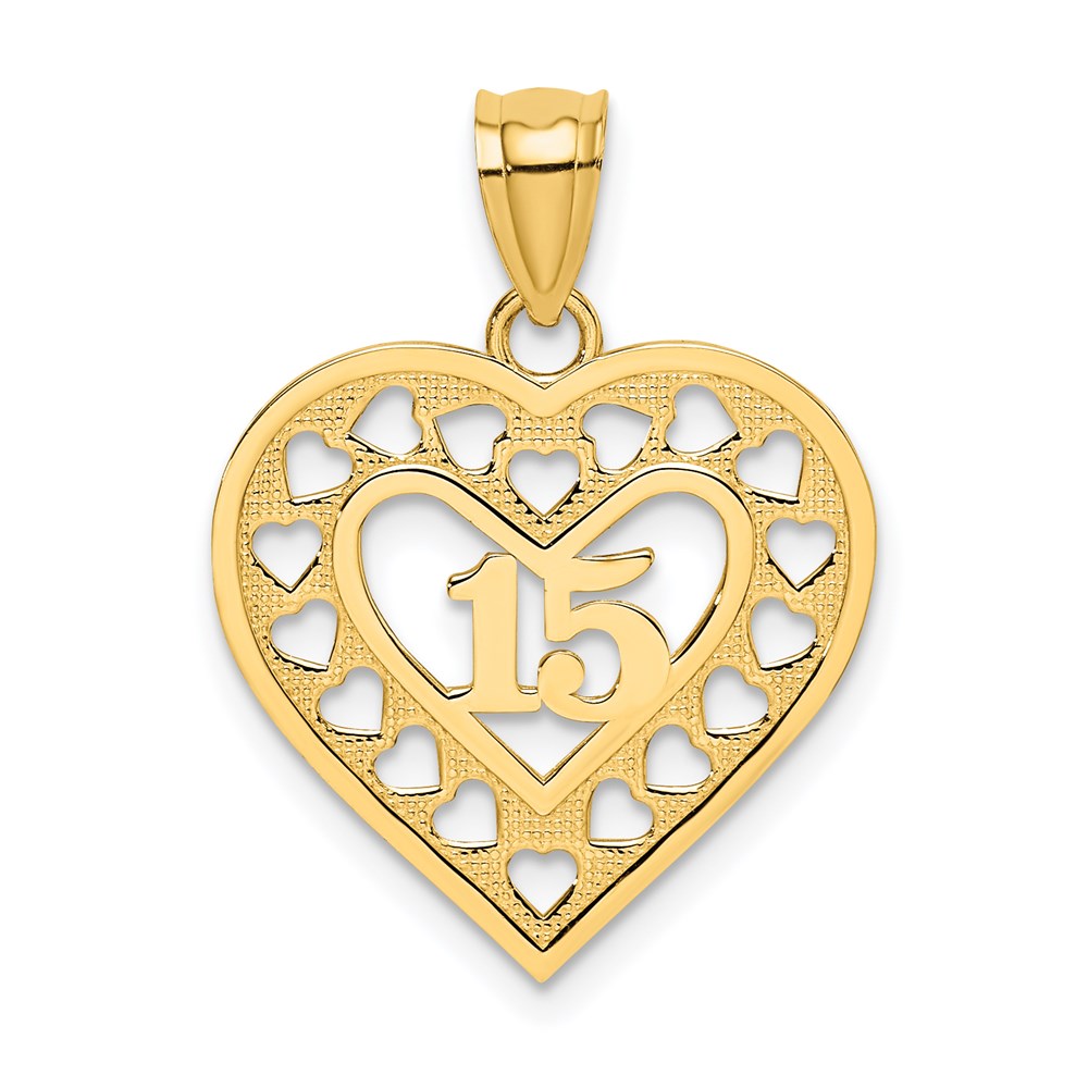 14K Gelbgold 15 in Ausgeschnitten Herz Charm