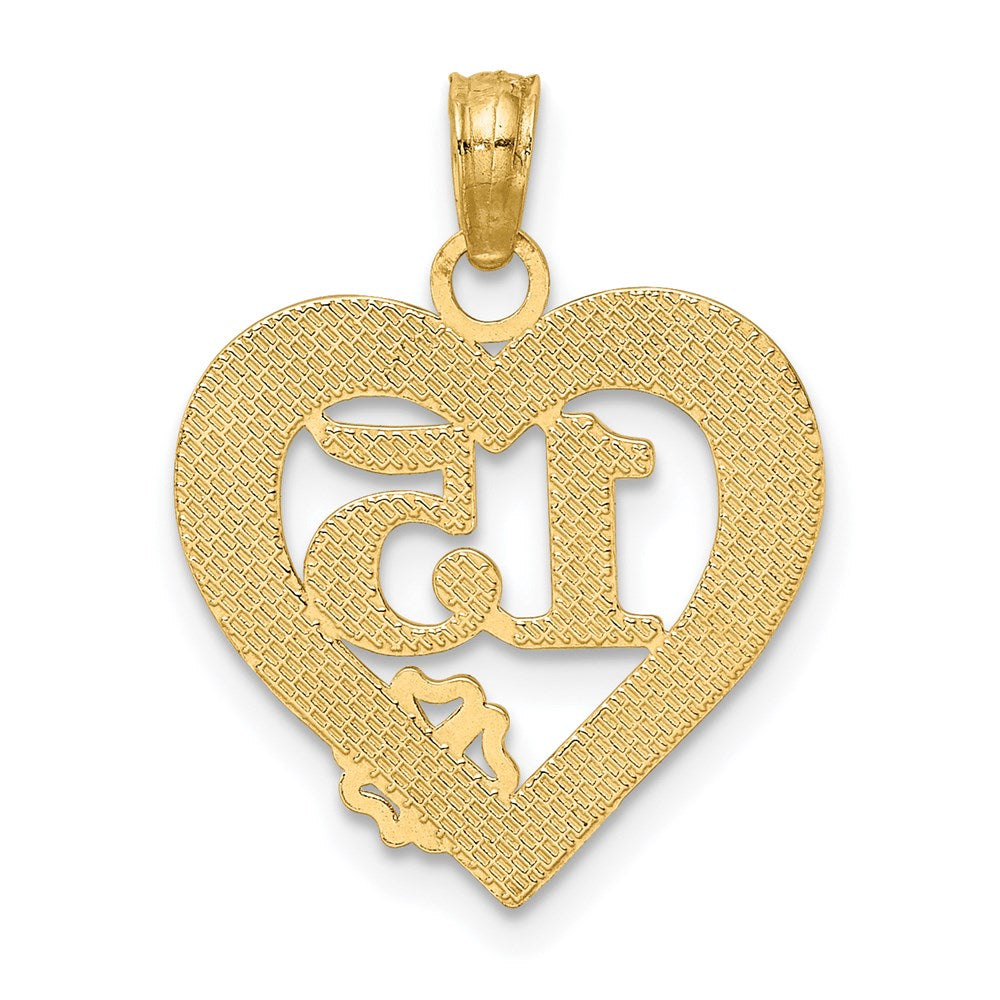 14K Gelbgold Quince Anos 15 in Herz Charm