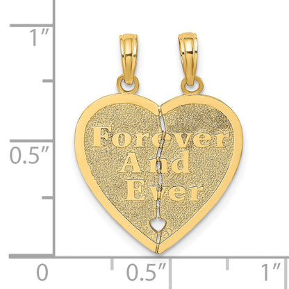 14K Gelbgold "FOREVER AND EVER" Herz-Charm zum Auseinanderbrechen