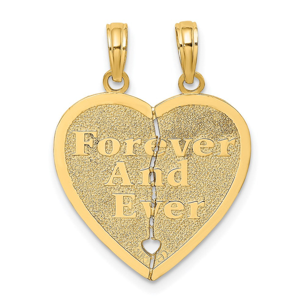 14K Gelbgold "FOREVER AND EVER" Herz-Charm zum Auseinanderbrechen