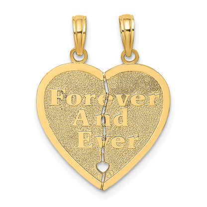 14K Gelbgold "FOREVER AND EVER" Herz-Charm zum Auseinanderbrechen