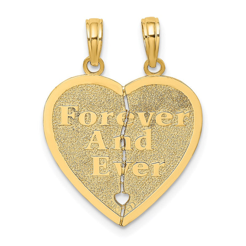 14K Gelbgold "FOREVER AND EVER" Herz-Charm zum Auseinanderbrechen