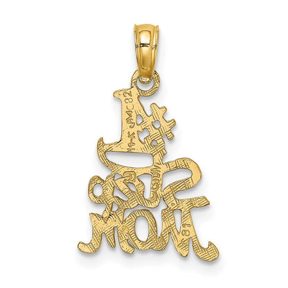 14K Gelbgold Poliert Graviert #1 Stufe Mama Charm