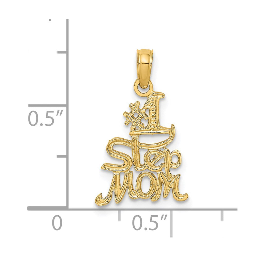 14K Gelbgold Poliert Graviert #1 Stufe Mama Charm