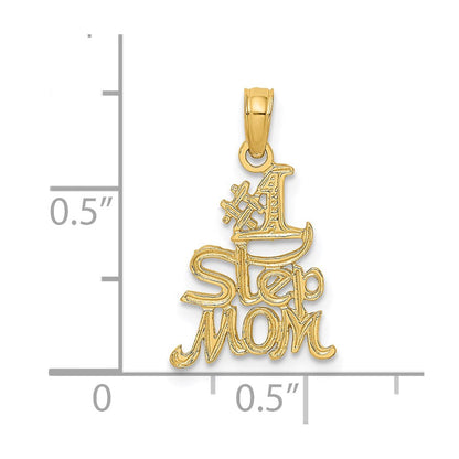 14K Gelbgold Poliert Graviert #1 Stufe Mama Charm