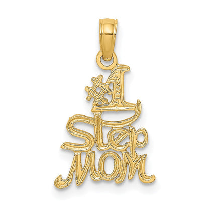 14K Gelbgold Poliert Graviert #1 Stufe Mama Charm