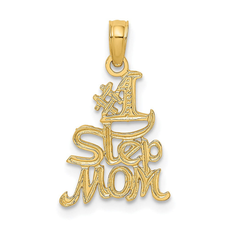 14K Gelbgold Poliert Graviert #1 Stufe Mama Charm