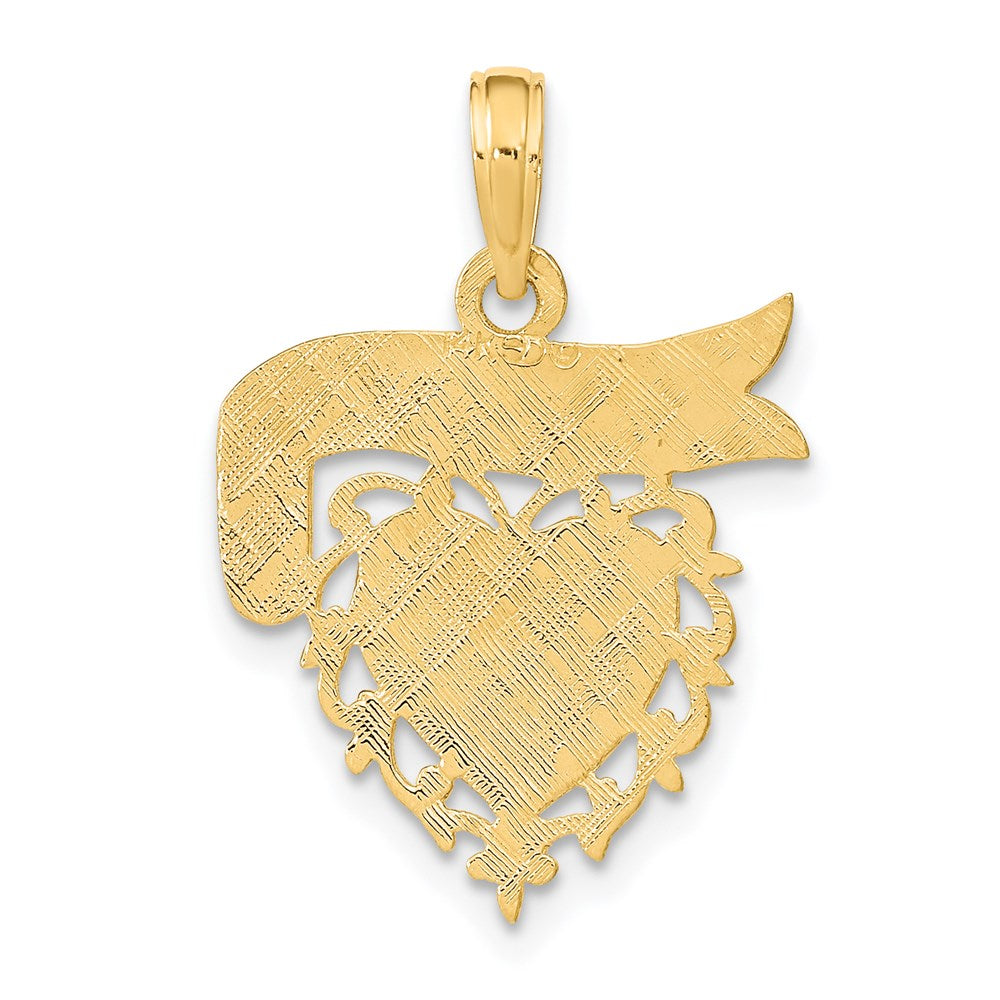 14K Gelbgold Mommy Mädchen in Herz mit Banner Charm