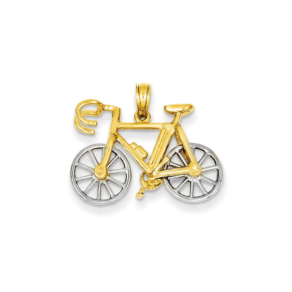 14K Bicolor Gold 3D-Fahrrad-Anhänger in Bicolor Gold