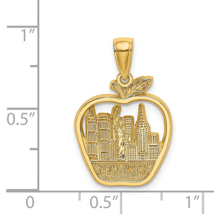 14K Gelbgold Anhänger „New York City Skyline im Apfel“