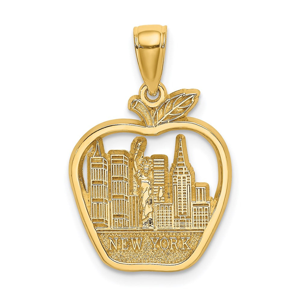 14K Gelbgold Anhänger „New York City Skyline im Apfel“