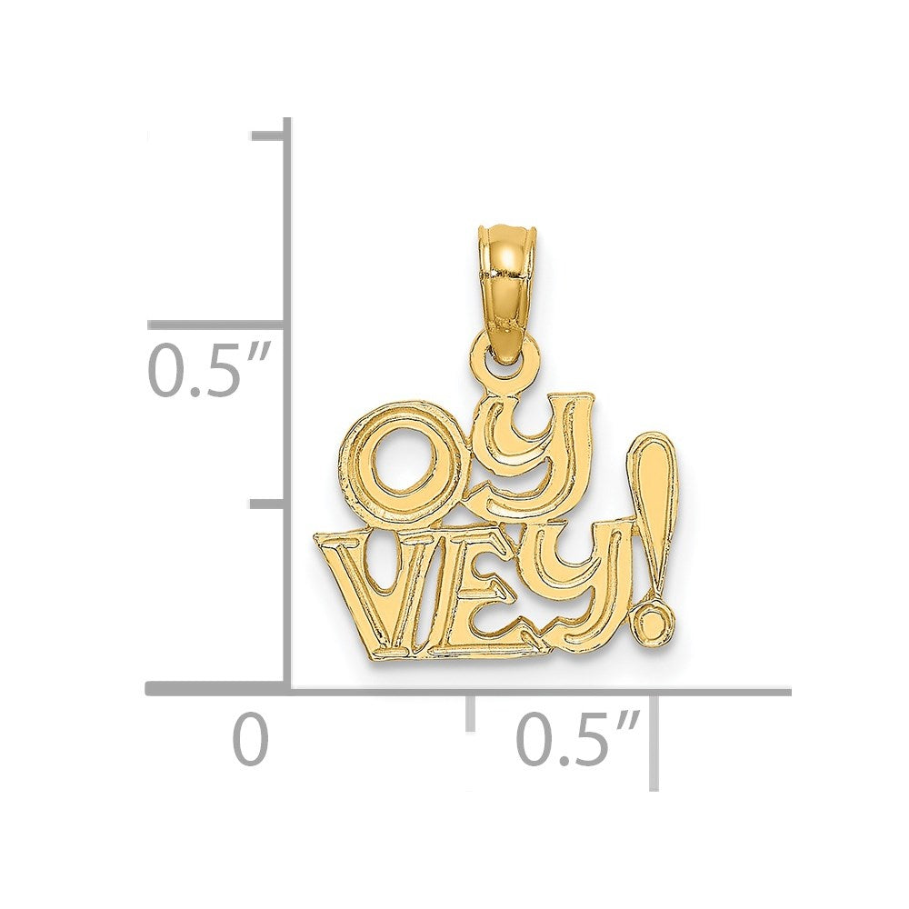 14K Gelbgold Poliert und Graviert Oy Vey Charm