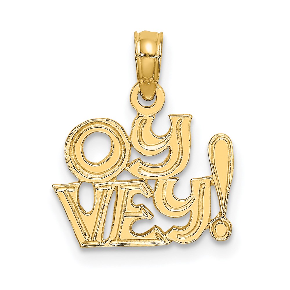14K Gelbgold Poliert und Graviert Oy Vey Charm
