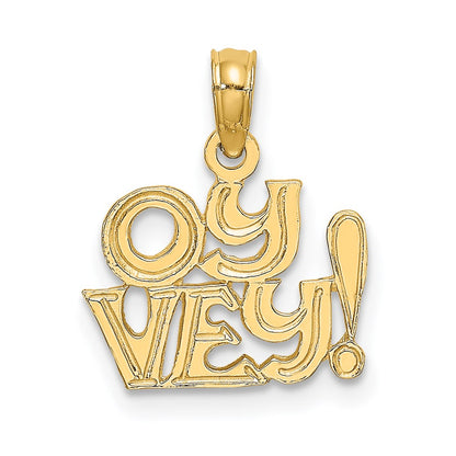 14K Gelbgold Poliert und Graviert Oy Vey Charm