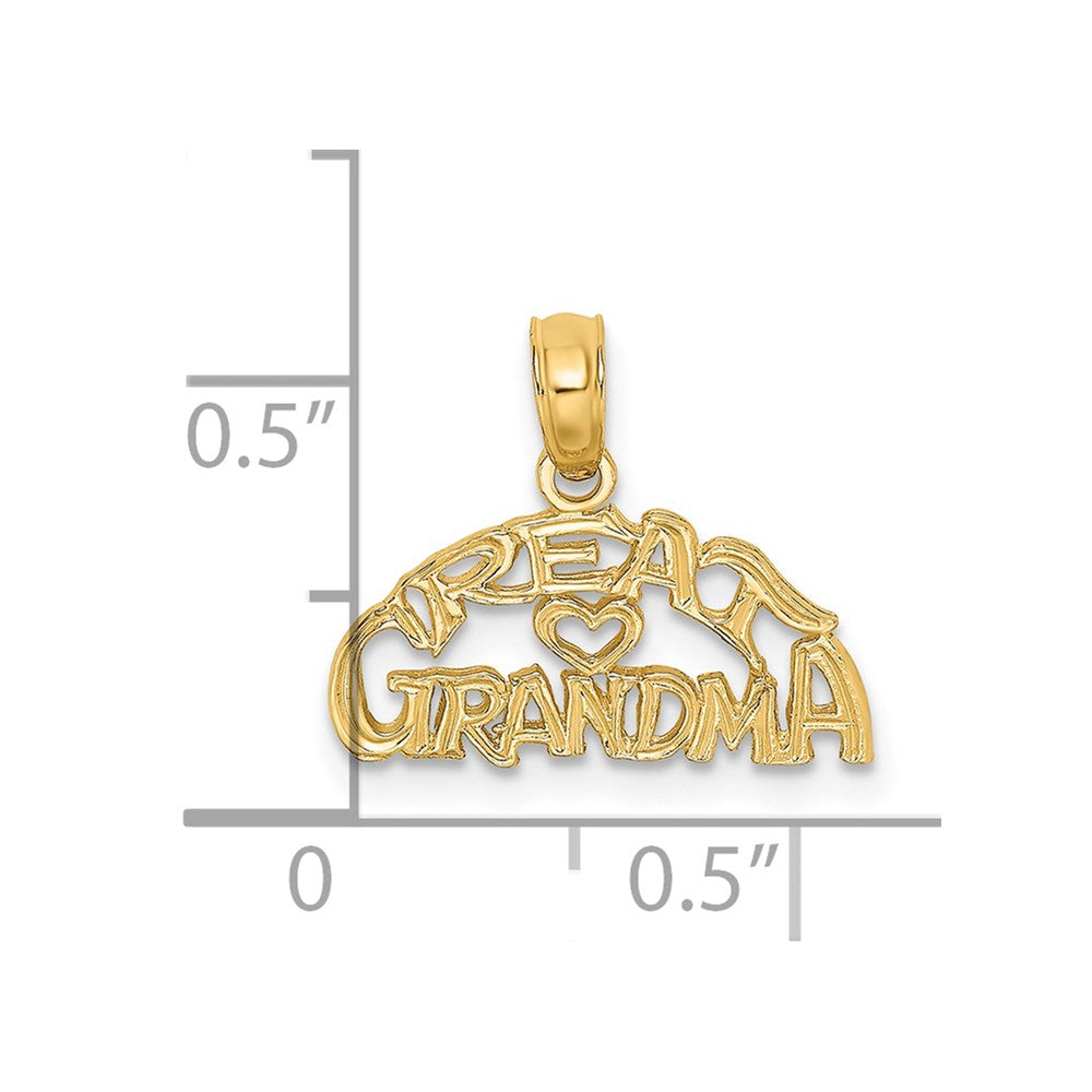 14K Gelbgold Block und Graviert Great Oma Charm
