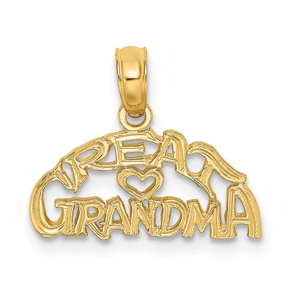 14K Gelbgold Block und Graviert Great Oma Charm