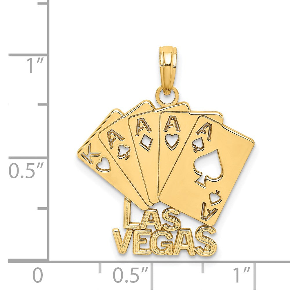 14K Gelbgold Charm „LAS VEGAS“ mit Spielkarten