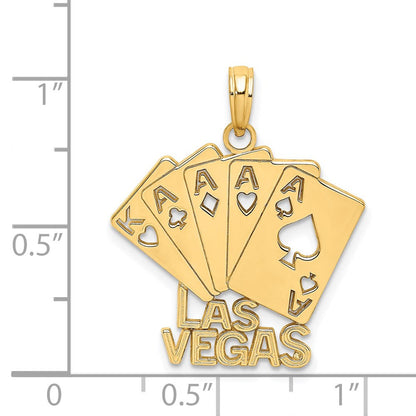 14K Gelbgold Charm „LAS VEGAS“ mit Spielkarten