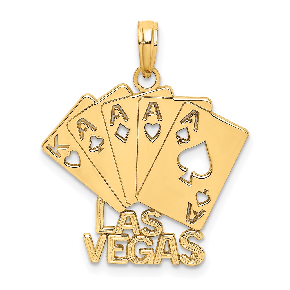 14K Gelbgold Charm „LAS VEGAS“ mit Spielkarten