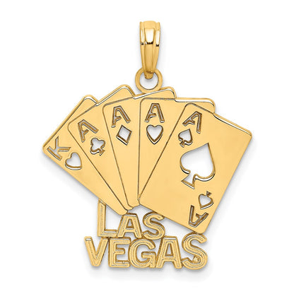 14K Gelbgold Charm „LAS VEGAS“ mit Spielkarten