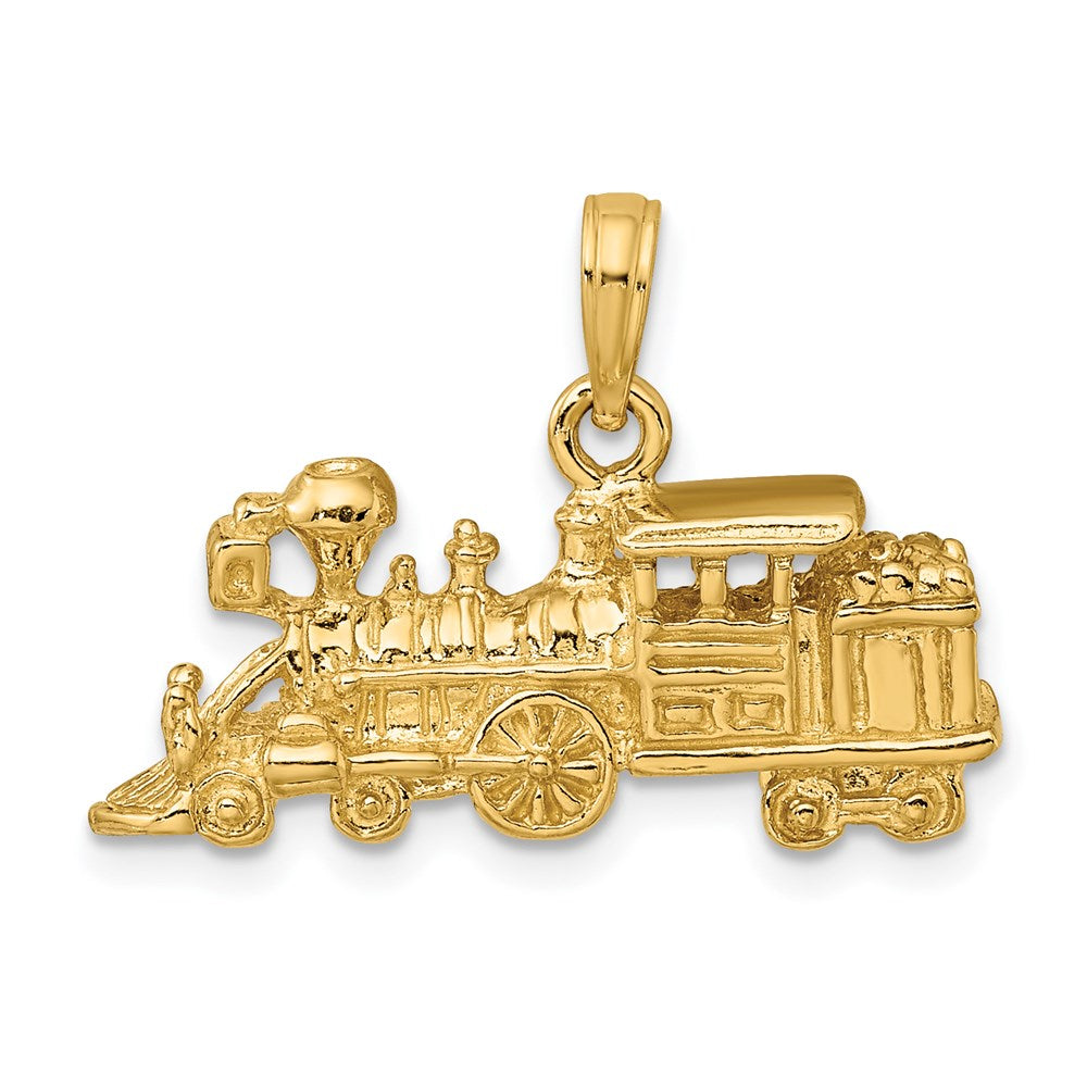 14K Gelbgold 3-D Lokomotive-Charm