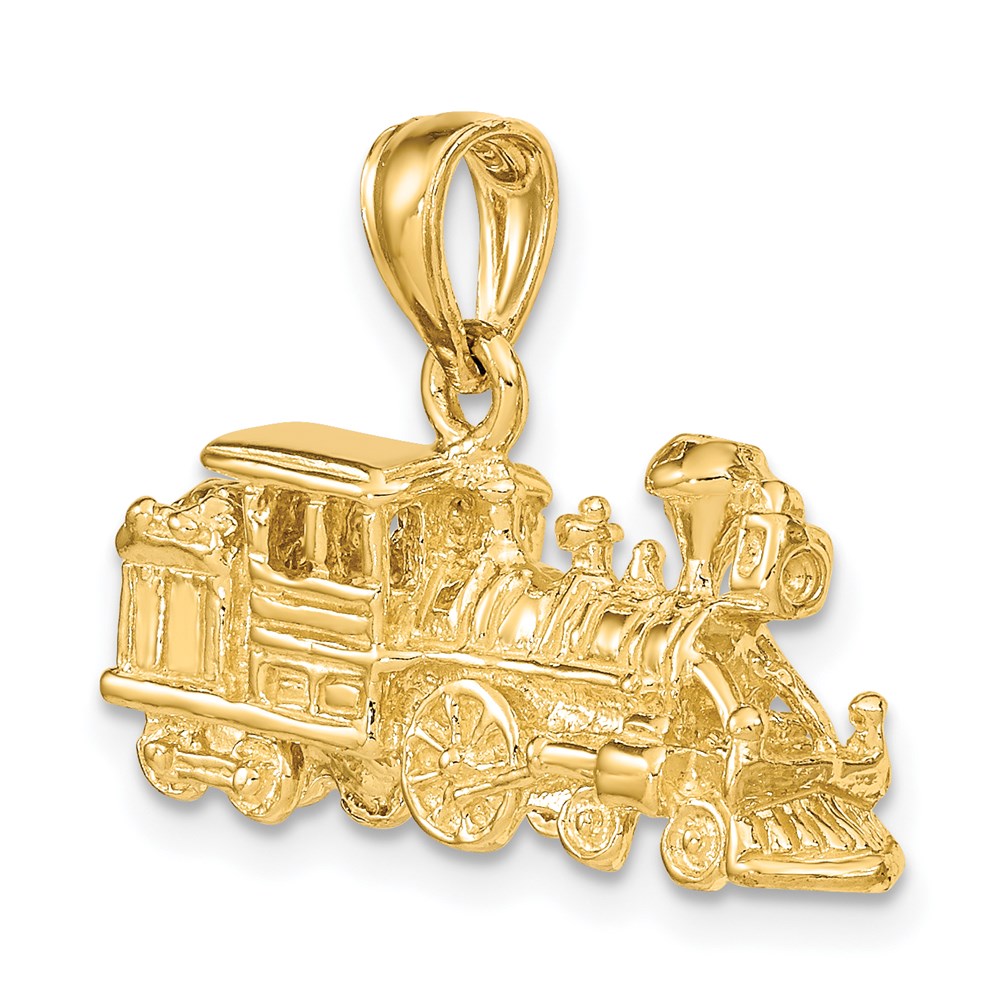14K Gelbgold 3-D Lokomotive-Charm