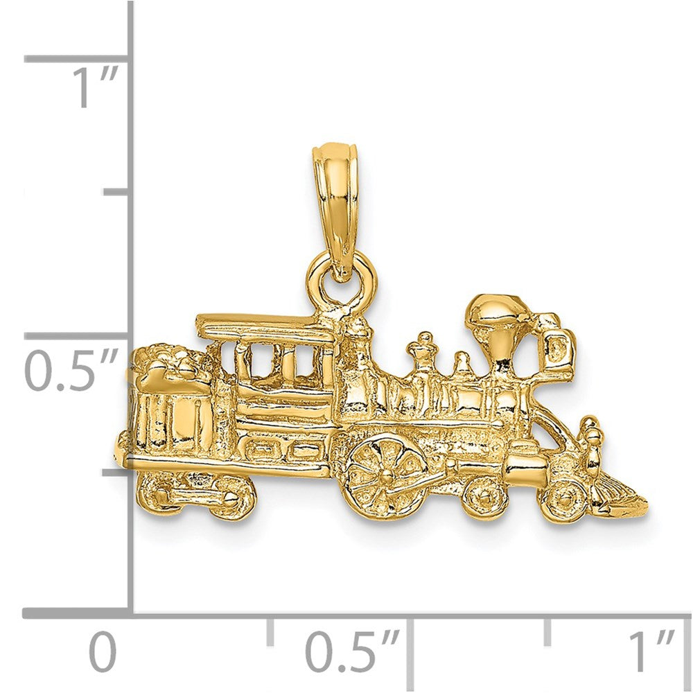 14K Gelbgold 3-D Lokomotive-Charm