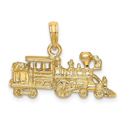 14K Gelbgold 3-D Lokomotive-Charm